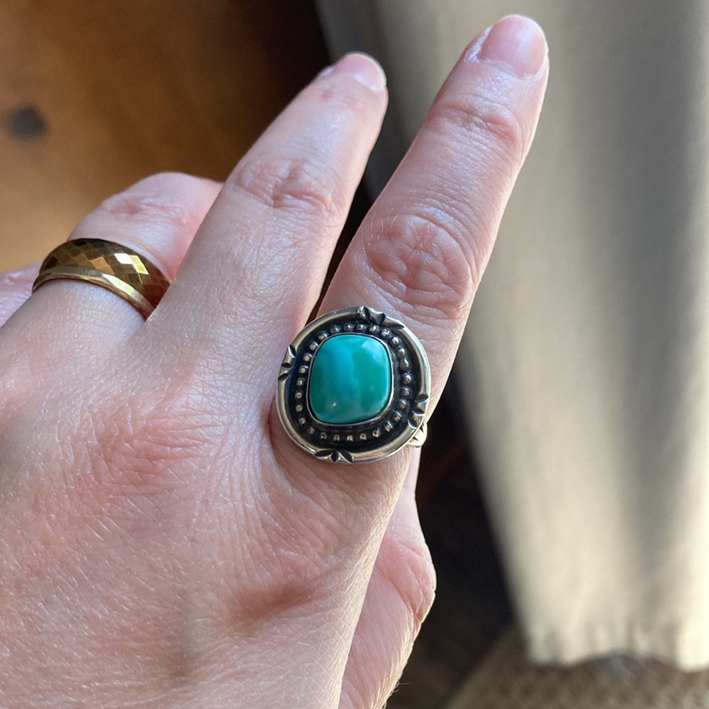 Vintage Handmade Silver and Turquoise Ring